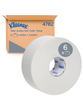 KLEENEX® Maxi Jumbo Roll Toilet Tissue (4782), Jumbo Roll, 6 Rolls / Case, 400m / Roll (2,400m)