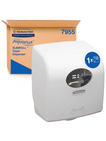 Kimberly-Clark Professional® AQUARIUS® Slimroll™ Rolled Hand Towel Dispenser (7955), White Paper Towel Dispenser, 1 Dispenser / Case