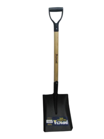 D Shaped Shovel with Wooden Handle, Square Head
