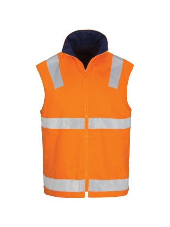 DNC HiVis Cotton Drill Reversible Vest with Generic Reflective Tape