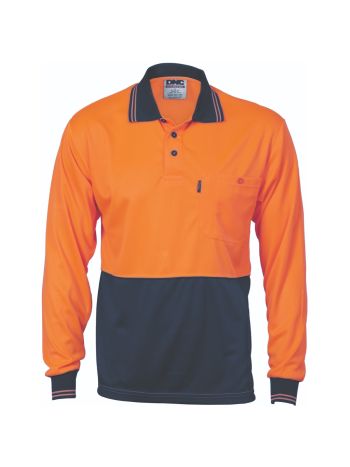 DNC HiVis Two Tone Cool Breathe Polo Shirt - Long Sleeve