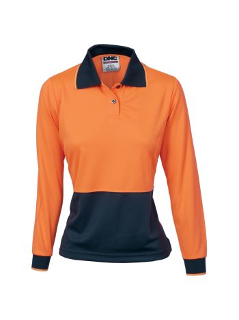 DNC Ladies HiVis Two Tone Polo Shirt - Long Sleeve