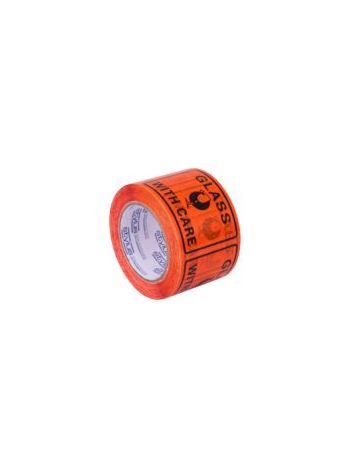 SP500 LABELTAPE SP500 LABELTAPE GLASS WITH CARE BK/OR 75MM X 50M	