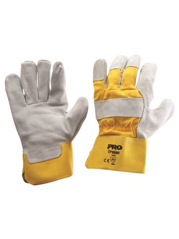 ProChoice Yellow/Grey Leather Gloves Knuckle Back