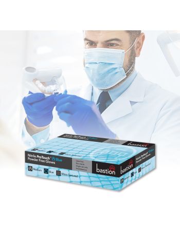 NITRILE PROTOUCH BLUE GLOVES - POWDER FREE - FINGER MICRO TEXTURED