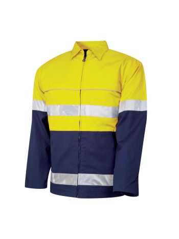 Tru Workwear Midweight Hi-Vis Cotton Drill Jacket With Reflective Tape