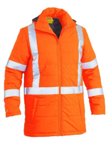 Taped HiVis Puffer Jacket with X Back