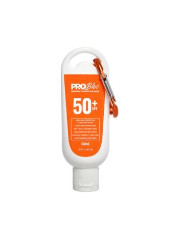 PROBLOC SPF 50 + SUNSCREEN 60ML SQUEEZE BOTTLE WITH CARABINER