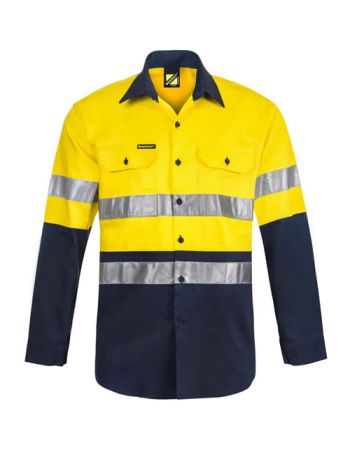 Light Weight Hi Vis Long Sleeves Vented Cotton Drill Reflective Shirt