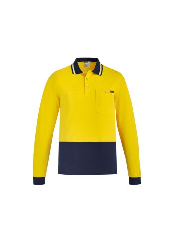 Syzmik Mens Hi Vis Cotton Long Sleeve Polo