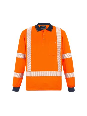 Syzmik Unisex Hi Vis X Back NSW Rail Long Sleeve Polo