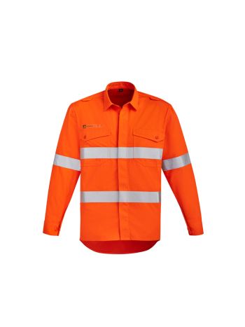 Syzmik Mens Orange Flame Hi Vis Open Front Shirt - Hoop Taped