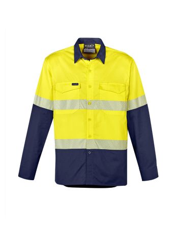 Syzmik Mens Rugged Cooling Hi Vis Segmented Tape Long Sleeve Shirt