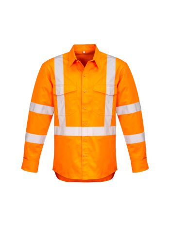 Syzmik Mens Hi Vis X Back Taped Long Sleeve Shirt